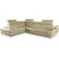Canapé d'angle en 100% tout cuir épais de luxe italien, 5/6 places KASINI, beige, angle gauche