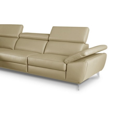 Canapé d'angle en 100% tout cuir épais de luxe italien, 5/6 places KASINI, beige, angle gauche