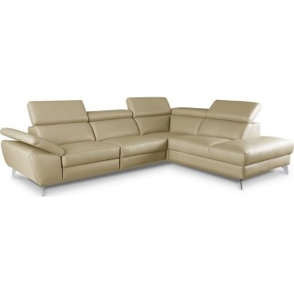 Canapé d'angle en 100% tout cuir épais de luxe italien, 5/6 places KASINI, beige, angle droit