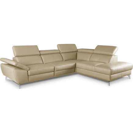 Canapé d'angle en 100% tout cuir épais de luxe italien, 5/6 places KASINI, beige, angle droit