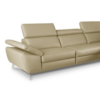 Canapé d'angle en 100% tout cuir épais de luxe italien, 5/6 places KASINI, beige, angle droit
