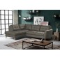 - Canapé d'angle convertible en cuir italien de luxe 5 places NORIA avec coffre, gris foncé, angle gauche