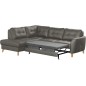 - Canapé d'angle convertible en cuir italien de luxe 5 places NORIA avec coffre, gris foncé, angle gauche