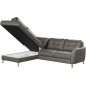 - Canapé d'angle convertible en cuir italien de luxe 5 places NORIA avec coffre, gris foncé, angle gauche