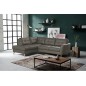 - Canapé d'angle convertible en cuir italien de luxe 5 places NORIA avec coffre, gris foncé, angle gauche