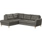 - Canapé d'angle convertible en cuir italien de luxe 5 places NORIA avec coffre, gris foncé, angle gauche