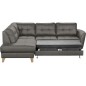- Canapé d'angle convertible en cuir italien de luxe 5 places NORIA avec coffre, gris foncé, angle gauche