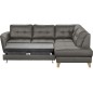 Canapé d'angle convertible en cuir italien de luxe 5 places NORIA avec coffre, gris foncé, angle droit