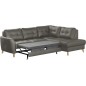 Canapé d'angle convertible en cuir italien de luxe 5 places NORIA avec coffre, gris foncé, angle droit