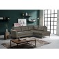 Canapé d'angle convertible en cuir italien de luxe 5 places NORIA avec coffre, gris foncé, angle droit