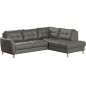 Canapé d'angle convertible en cuir italien de luxe 5 places NORIA avec coffre, gris foncé, angle droit