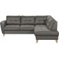 Canapé d'angle convertible en cuir italien de luxe 5 places NORIA avec coffre, gris foncé, angle droit