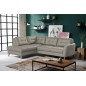 Canapé d'angle convertible en cuir italien de luxe 5 places NORIA avec coffre, gris clair, angle gauche