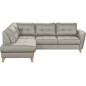 Canapé d'angle convertible en cuir italien de luxe 5 places NORIA avec coffre, gris clair, angle gauche