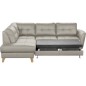 Canapé d'angle convertible en cuir italien de luxe 5 places NORIA avec coffre, gris clair, angle gauche