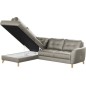 Canapé d'angle convertible en cuir italien de luxe 5 places NORIA avec coffre, gris clair, angle gauche