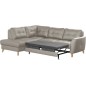 Canapé d'angle convertible en cuir italien de luxe 5 places NORIA avec coffre, gris clair, angle gauche