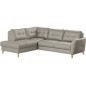 Canapé d'angle convertible en cuir italien de luxe 5 places NORIA avec coffre, gris clair, angle gauche