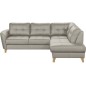 Canapé d'angle convertible en cuir italien de luxe 5 places NORIA avec coffre, gris clair, angle droit