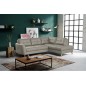 Canapé d'angle convertible en cuir italien de luxe 5 places NORIA avec coffre, gris clair, angle droit