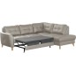 Canapé d'angle convertible en cuir italien de luxe 5 places NORIA avec coffre, gris clair, angle droit