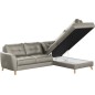 Canapé d'angle convertible en cuir italien de luxe 5 places NORIA avec coffre, gris clair, angle droit
