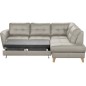 Canapé d'angle convertible en cuir italien de luxe 5 places NORIA avec coffre, gris clair, angle droit