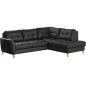 Canapé d'angle convertible en cuir italien de luxe 5 places NORIA avec coffre, noir, angle droit