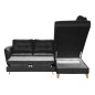 Canapé d'angle convertible en cuir italien de luxe 5 places NORIA avec coffre, noir, angle droit