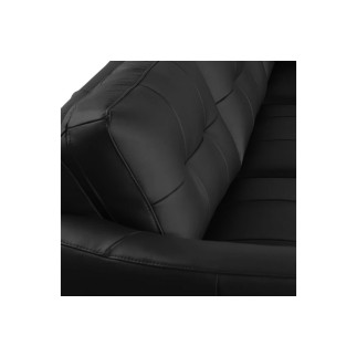 Canapé d'angle convertible en cuir italien de luxe 5 places NORIA avec coffre, noir, angle droit