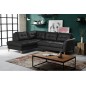 Canapé d'angle convertible en cuir italien de luxe 5 places NORIA avec coffre, noir, angle gauche
