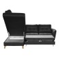 Canapé d'angle convertible en cuir italien de luxe 5 places NORIA avec coffre, noir, angle gauche