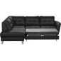 Canapé d'angle convertible en cuir italien de luxe 5 places NORIA avec coffre, noir, angle gauche
