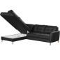 Canapé d'angle convertible en cuir italien de luxe 5 places NORIA avec coffre, noir, angle gauche