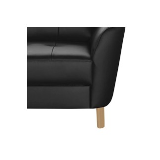 Canapé d'angle convertible en cuir italien de luxe 5 places NORIA avec coffre, noir, angle gauche
