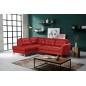 Canapé d'angle convertible en cuir italien de luxe 5 places NORIA avec coffre, rouge foncé, angle gauche