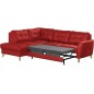 Canapé d'angle convertible en cuir italien de luxe 5 places NORIA avec coffre, rouge foncé, angle gauche