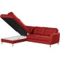 Canapé d'angle convertible en cuir italien de luxe 5 places NORIA avec coffre, rouge foncé, angle gauche
