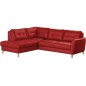 Canapé d'angle convertible en cuir italien de luxe 5 places NORIA avec coffre, rouge foncé, angle gauche