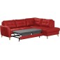 Canapé d'angle convertible en cuir italien de luxe 5 places NORIA avec coffre, rouge foncé, angle droit