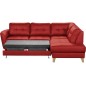 Canapé d'angle convertible en cuir italien de luxe 5 places NORIA avec coffre, rouge foncé, angle droit