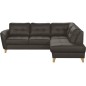 Canapé d'angle convertible en cuir italien de luxe 5 places NORIA avec coffre, chocolat, angle droit