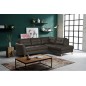 Canapé d'angle convertible en cuir italien de luxe 5 places NORIA avec coffre, chocolat, angle droit
