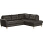 Canapé d'angle convertible en cuir italien de luxe 5 places NORIA avec coffre, chocolat, angle droit