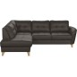 Canapé d'angle convertible en cuir italien de luxe 5 places NORIA avec coffre, chocolat, angle gauche