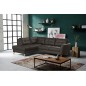 Canapé d'angle convertible en cuir italien de luxe 5 places NORIA avec coffre, chocolat, angle gauche