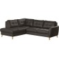 Canapé d'angle convertible en cuir italien de luxe 5 places NORIA avec coffre, chocolat, angle gauche
