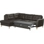Canapé d'angle convertible en cuir italien de luxe 5 places NORIA avec coffre, chocolat, angle gauche