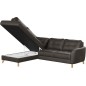 Canapé d'angle convertible en cuir italien de luxe 5 places NORIA avec coffre, chocolat, angle gauche