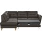 Canapé d'angle convertible en cuir italien de luxe 5 places NORIA avec coffre, chocolat, angle gauche